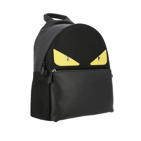 Fendi Men's Black Nylon Bag Bugs Eyes Backpack 7VZ012 